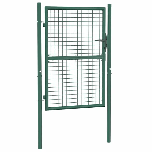 vidaXL Zauntor Stahl grün 100x125 cm abschließbar mit Pfosten