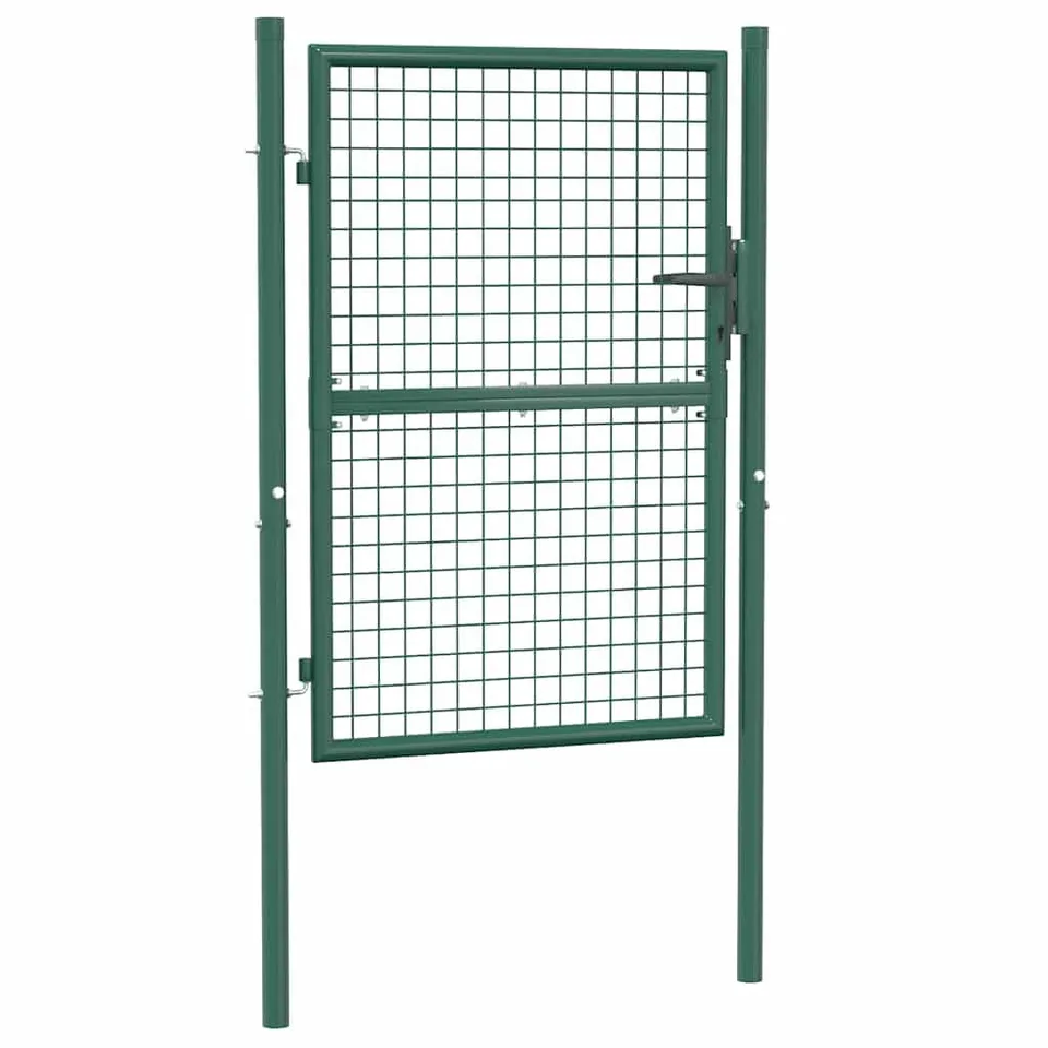 vidaXL Zauntor Stahl grün 100x125 cm abschließbar mit Pfosten
