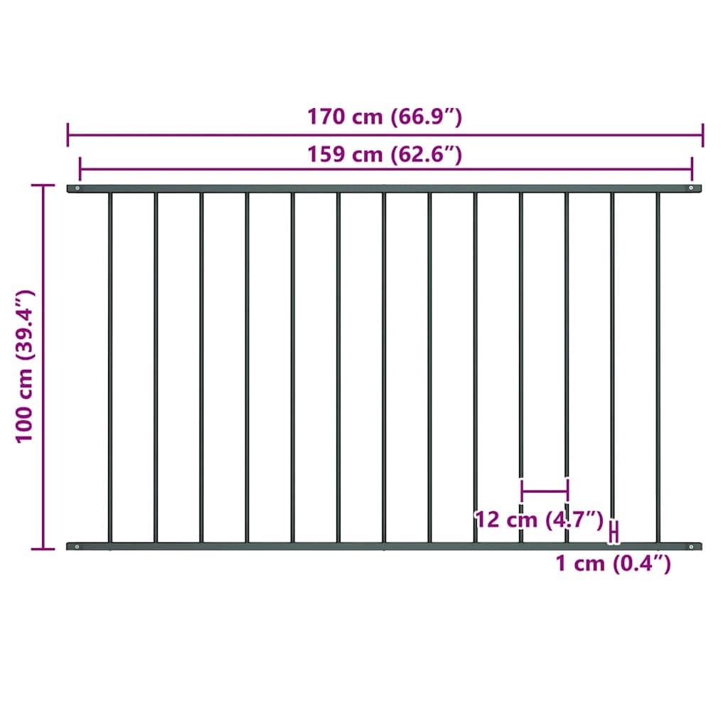 vidaXL Heim & Garten Zaunelement Stahl 1,63x1 m Anthrazit
