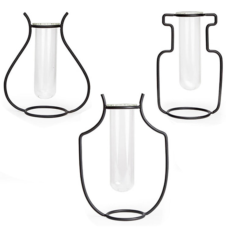 Kikkerland Home Geo Vase Vermehrungsstation Glas Holz