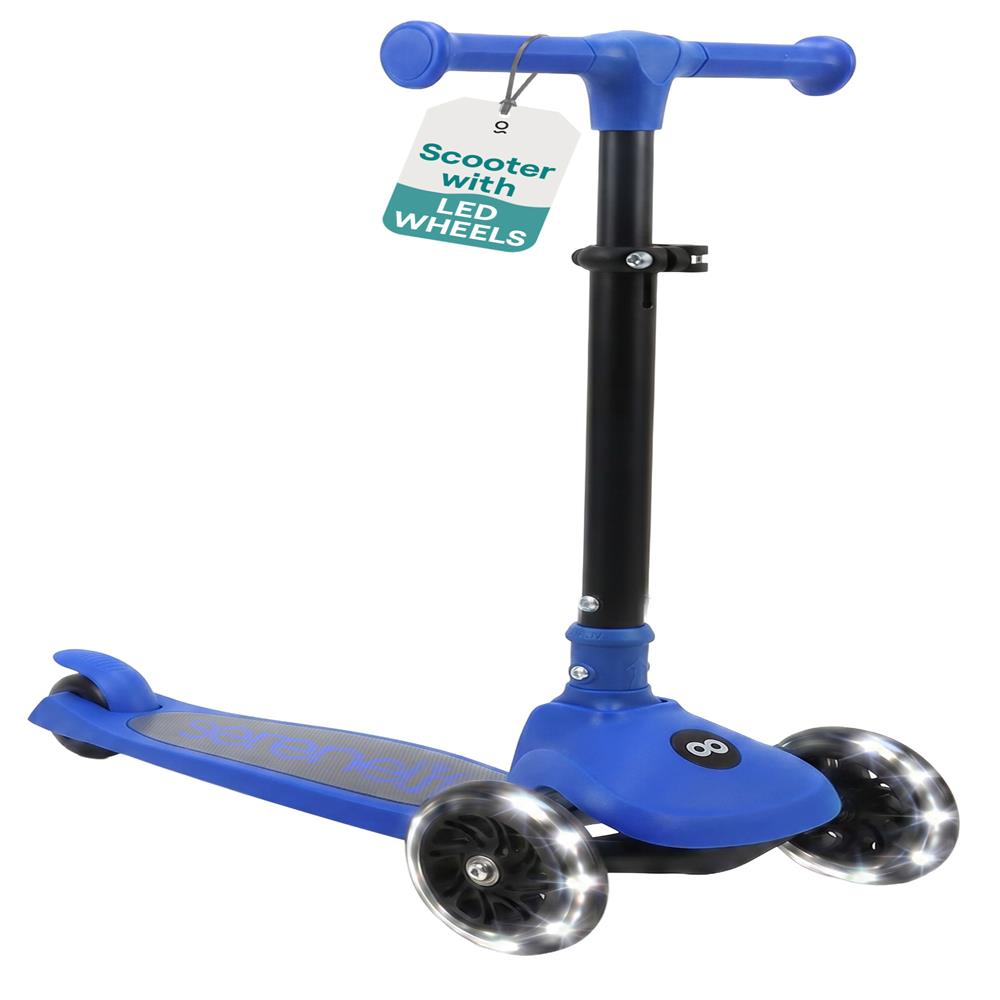 Serenelife Kinder Roller Blau LED-Räder Lean-to-Steer verstellbar