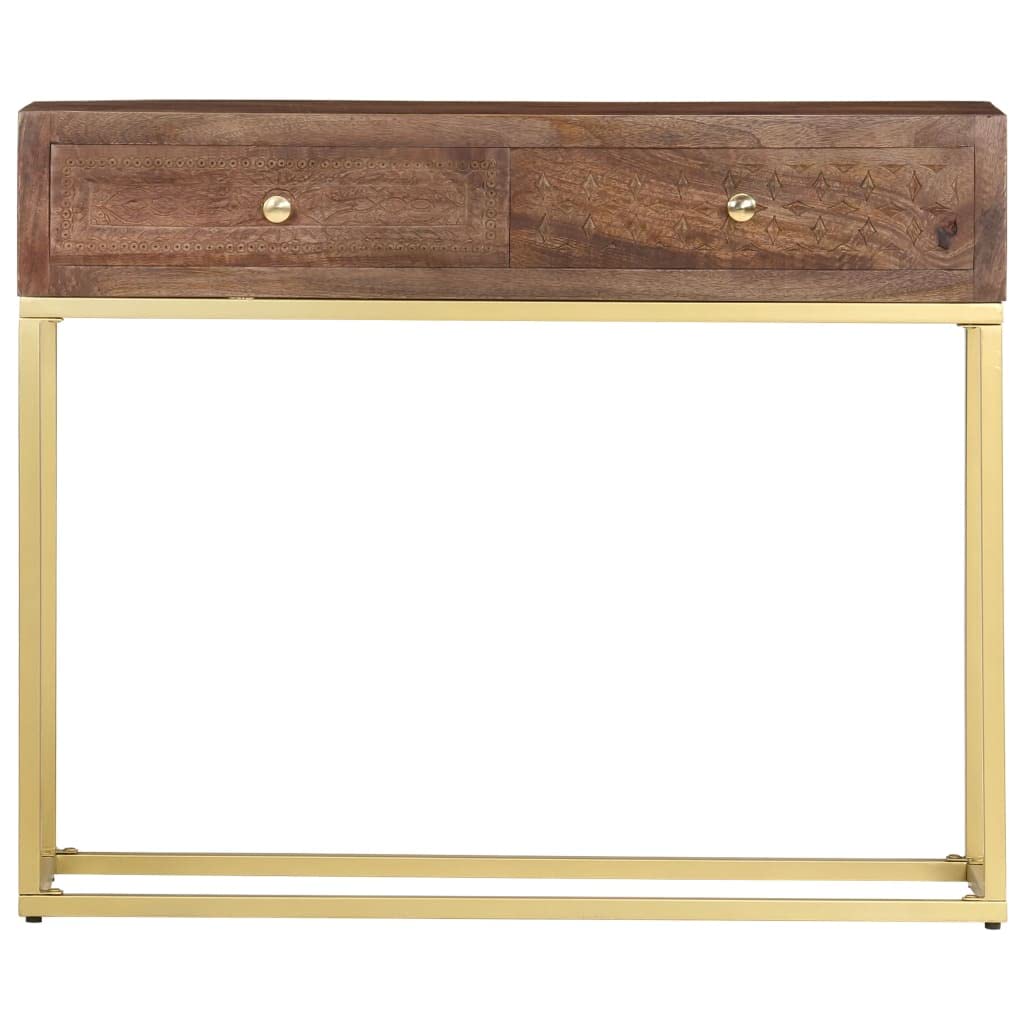 vidaXL Möbel Konsolentisch Mangoholz 90x30x75cm 2 Schubladen