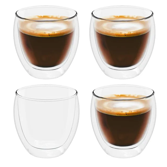 Intirilife Espressogläser doppelwandig 4x 80 ml Borosilikat