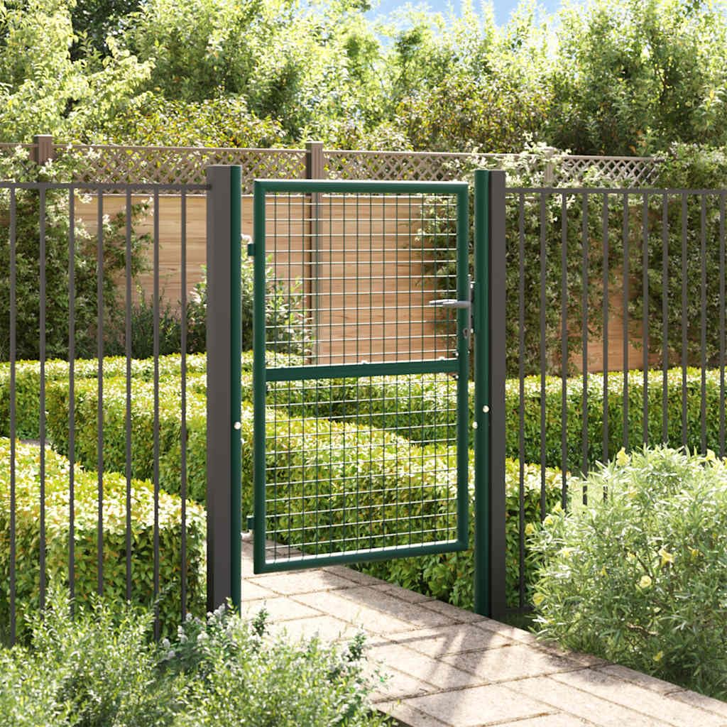 vidaXL Zauntor Stahl grün 100x125 cm abschließbar mit Pfosten