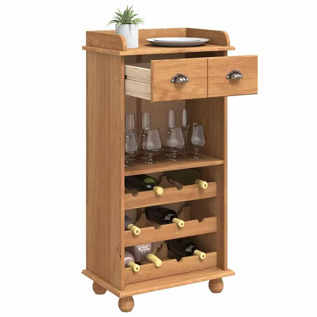 vidaXL Möbel Weinschrank ASKIM Honigwachs Kiefer 114 cm