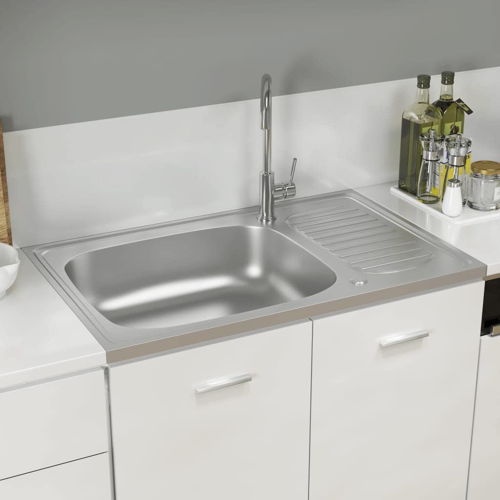 vidaXL Spüle Abtropffläche 800x500x155mm Edelstahl