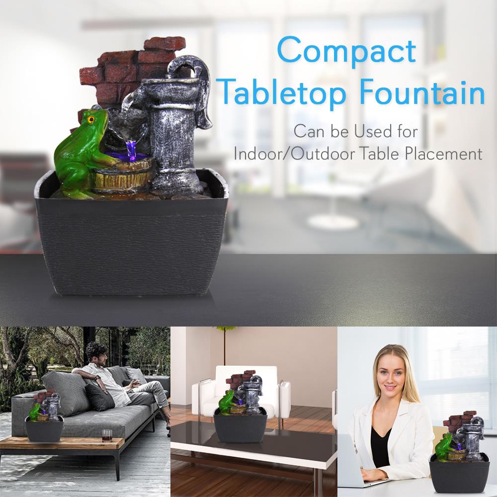 Serenelife Furniture Tischbrunnen LED mit Pumpe 17x13x12cm