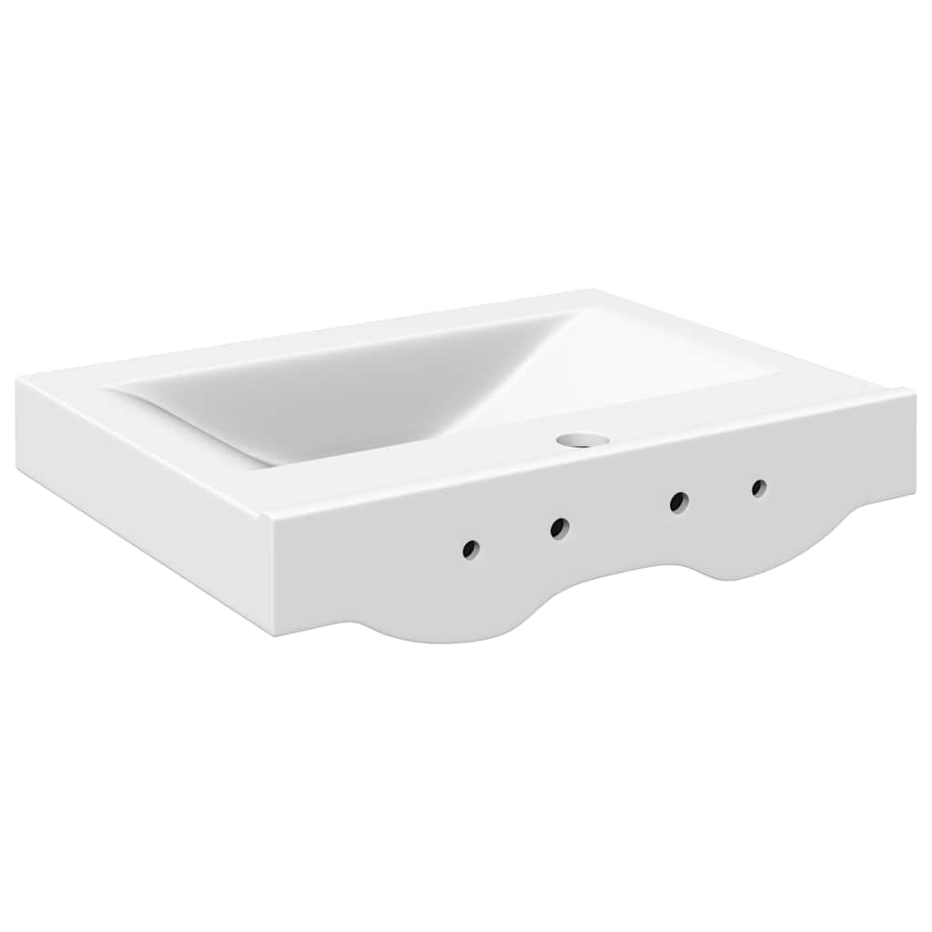 vidaXL Waschbecken Keramik Rechteckig Weiß 60x46 cm Hahnloch