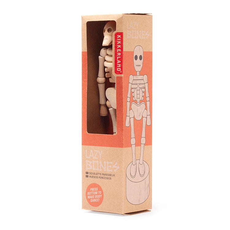 Kikkerland Home Skeleton Lazy Bones Holzfigur mit Knopf