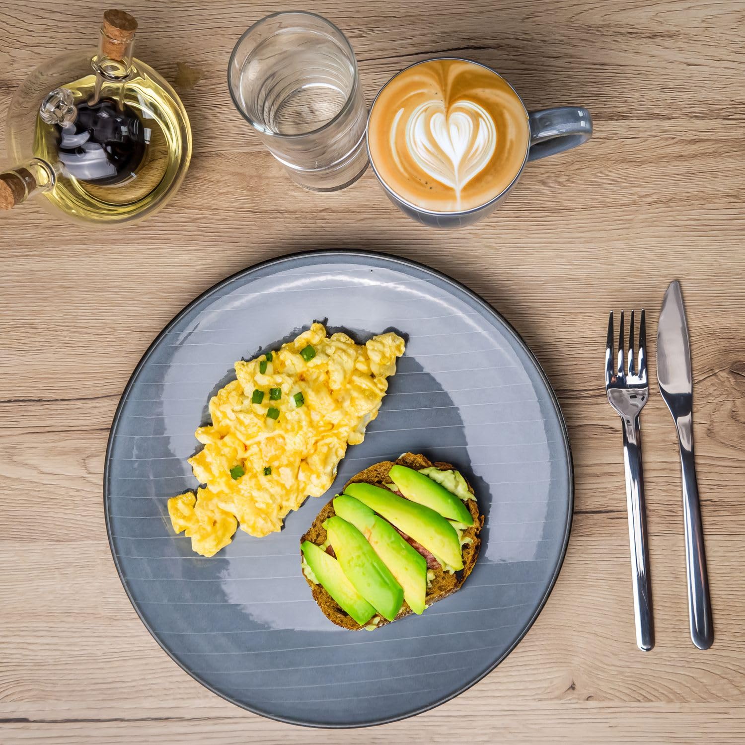 Intirilife Geschirr Set Keramik Grau 12-teilig 4 Personen