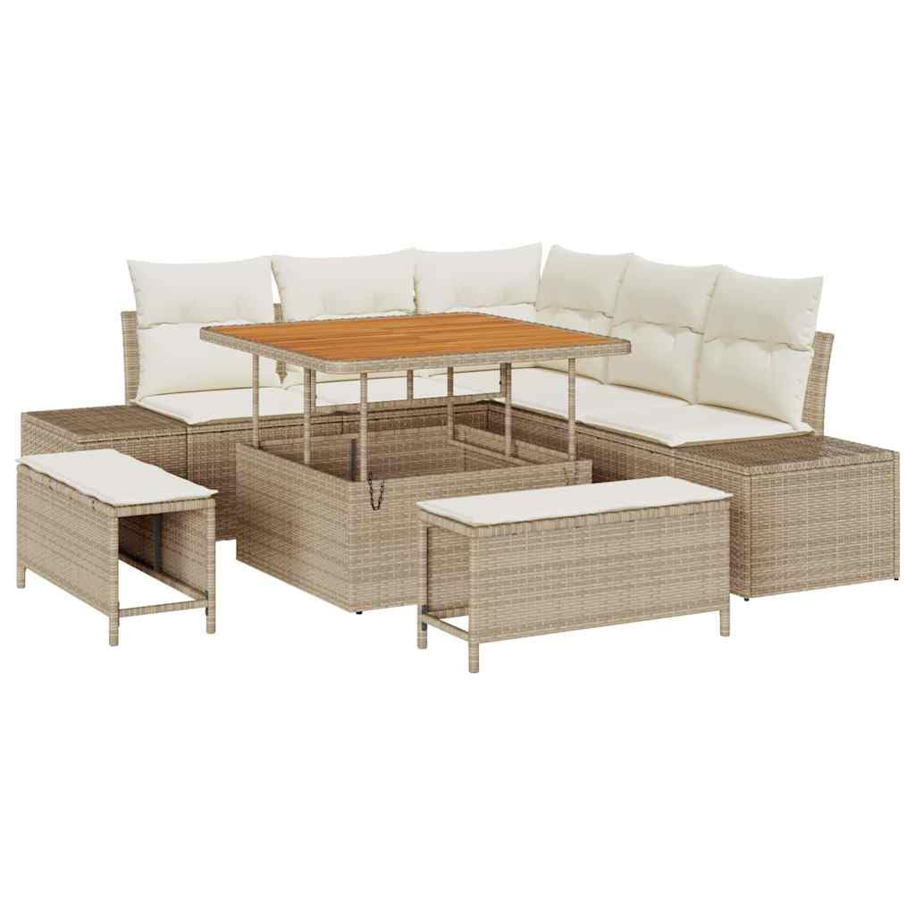 vidaXL Heim & Garten Gartensofa-Set 8-tlg Beige Stauraum