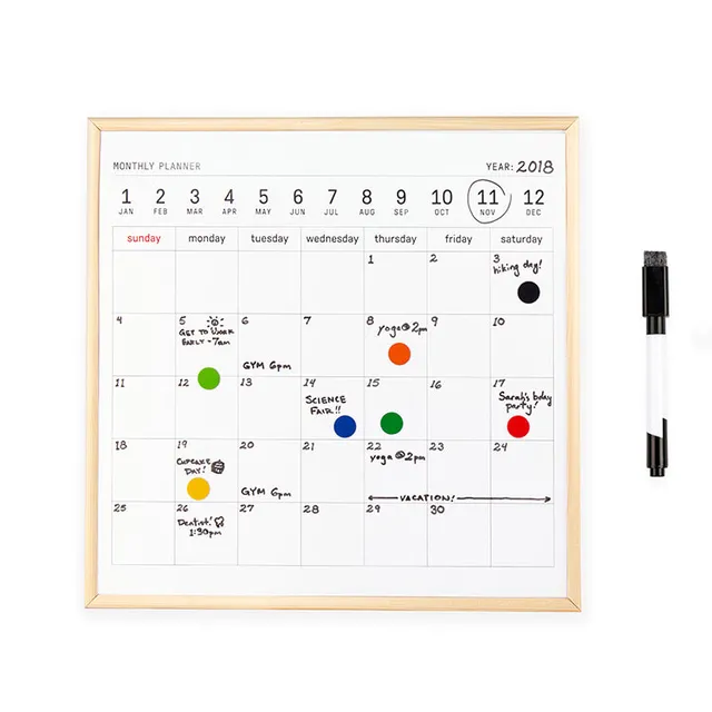 Kikkerland Home Whiteboard Kalender Monatskalender abwischbar
