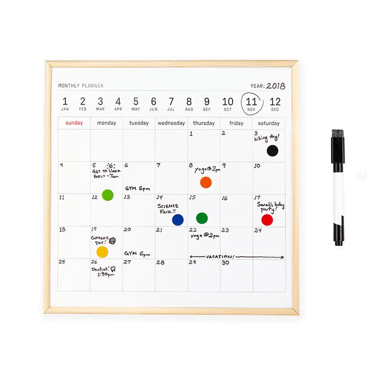 Kikkerland Home Whiteboard Kalender Monatskalender abwischbar