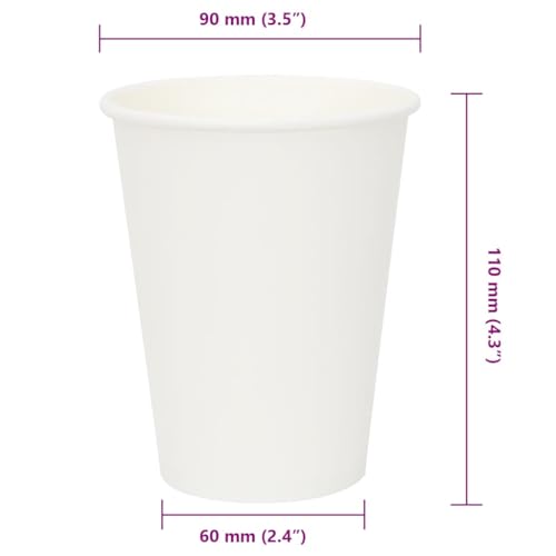 vidaXL Pappbecher 300ml Weiß 1000 Stk. Einweg auslaufsicher