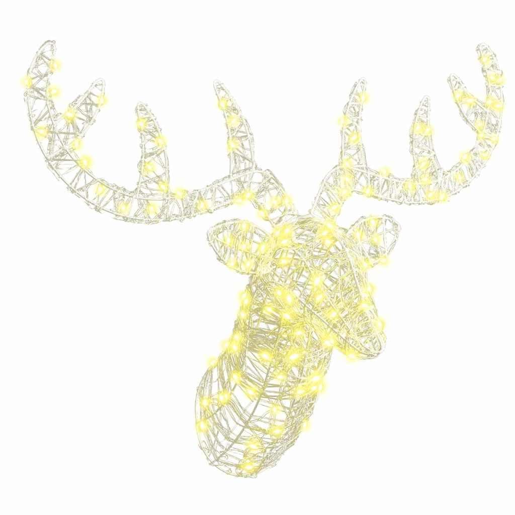 vidaXL Rentierkopf 140 LEDs Acrylfigur warmweiß 60 cm