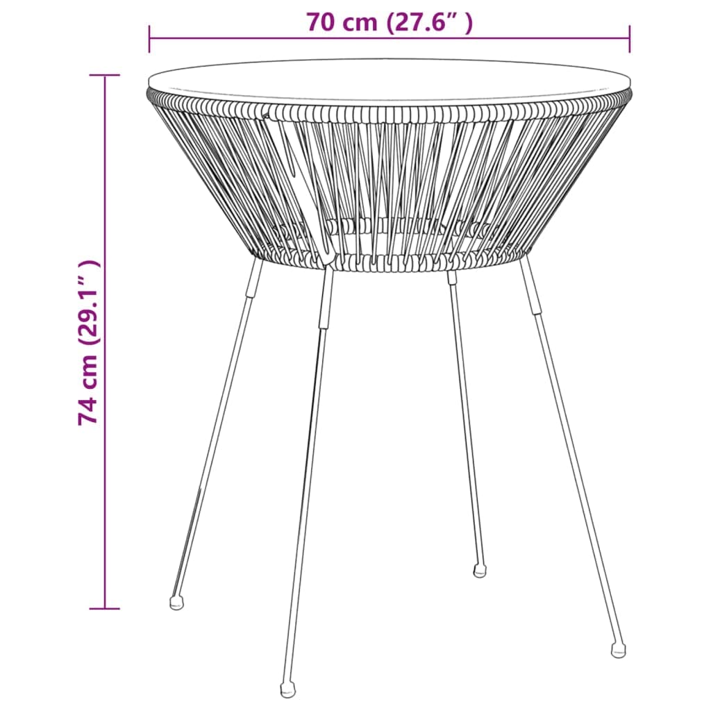 vidaXL Garten-Essgruppe Schwarz 2-tlg Rattan-Optik Set