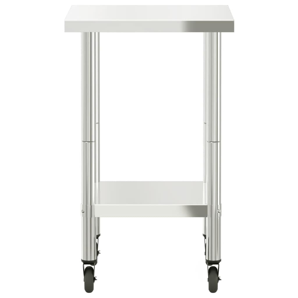 vidaXL Küchen-Arbeitstisch 55x55x85 cm Edelstahl mit Rollen Silber