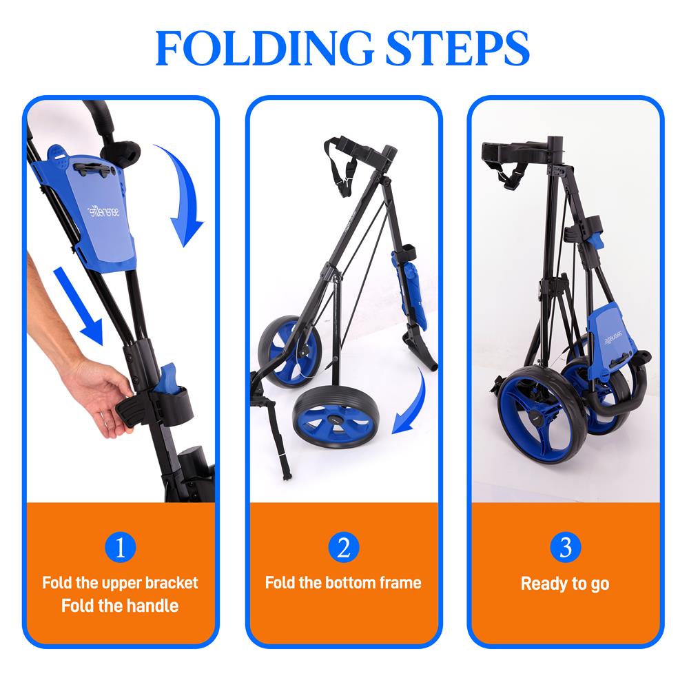 Serenelife Golf Trolley 3 Räder klappbar Stahl mit Bremse