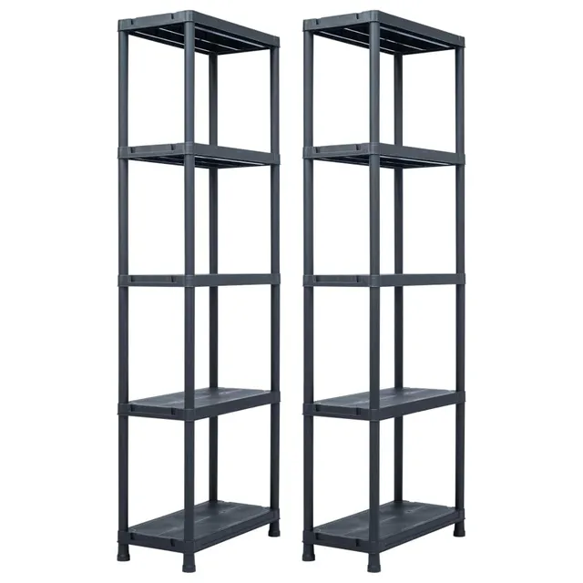 vidaXL Lagerregal 2er-Set 60x30x180 cm Kunststoff schwarz