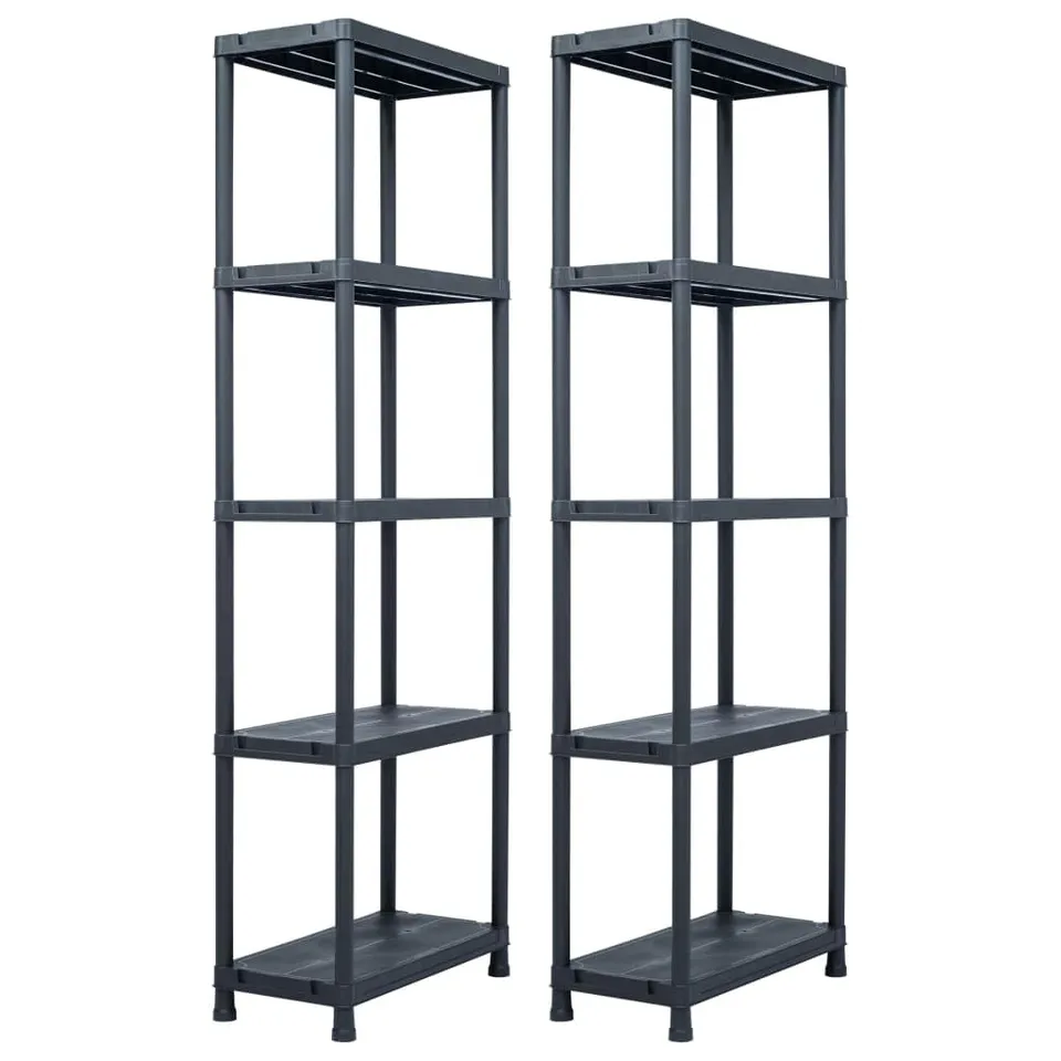 vidaXL Lagerregal 2er-Set 60x30x180 cm Kunststoff schwarz