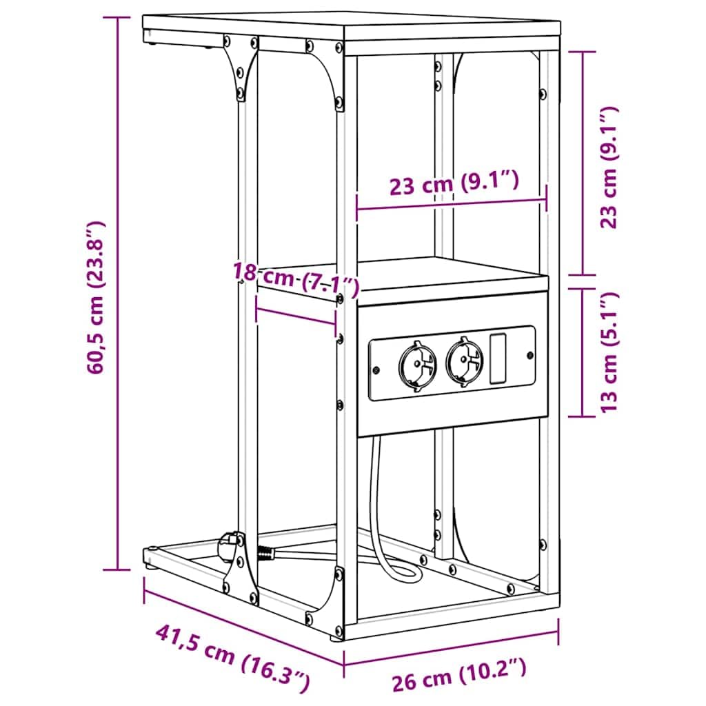 vidaXL Möbel Nachttisch 41,5x26x60,5 Grau Sonoma Holzwerkstoff