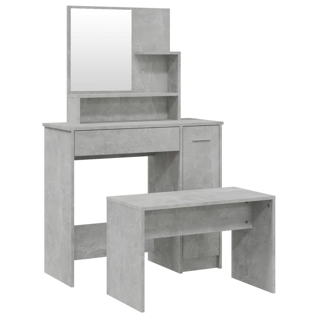 vidaXL Schminktisch-Set Betongrau 86,5 cm Schminktisch