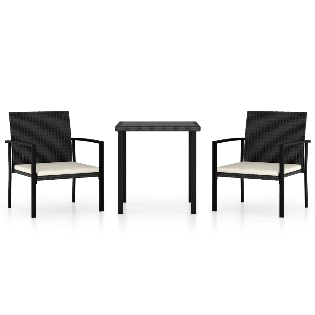 vidaXL Heim & Garten Garten-Essgruppe Rattan schwarz 3-tlg.