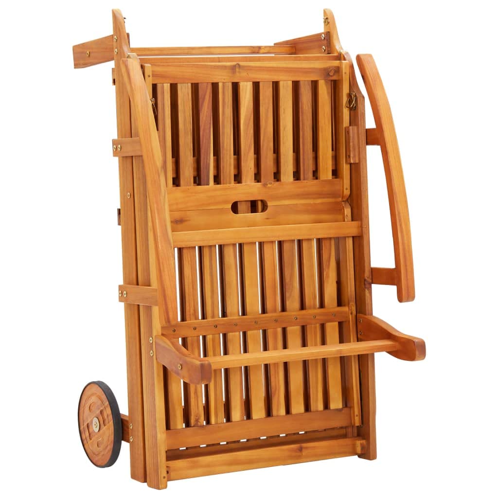 vidaXL Sonnenliege Akazie mit Tisch Auflage creme