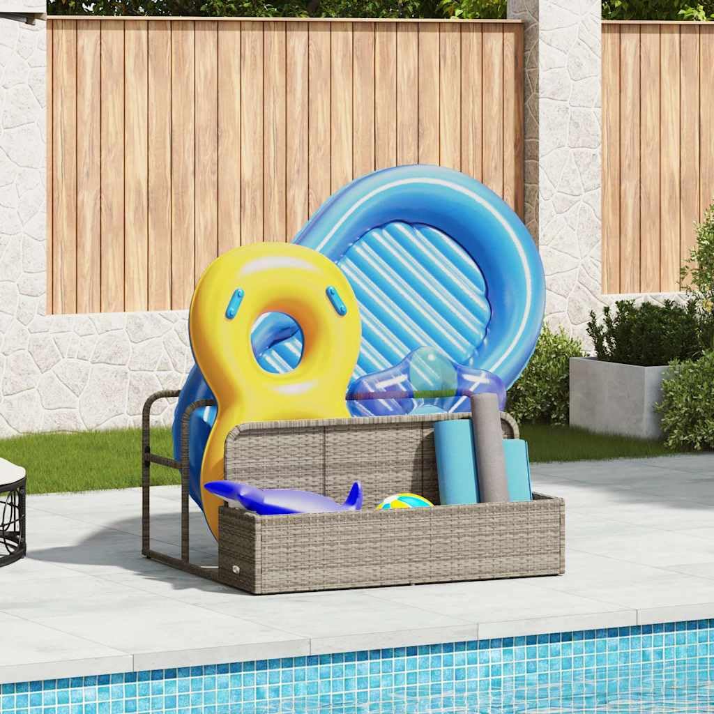 vidaXL Pool Aufbewahrungsbehälter Poly Rattan Box 110x100x57 Hellgrau