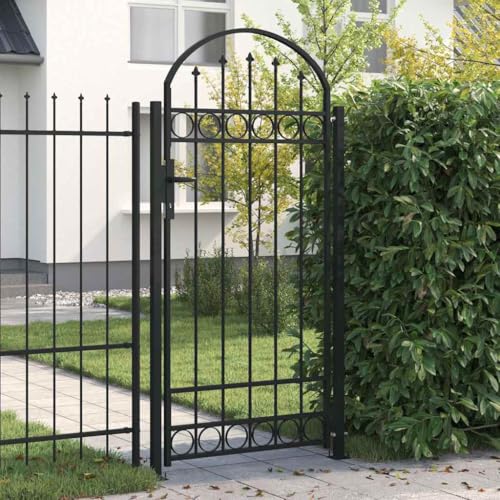 vidaXL Gartentor ASSEN Stahl 89x200cm Schwarz Bogen