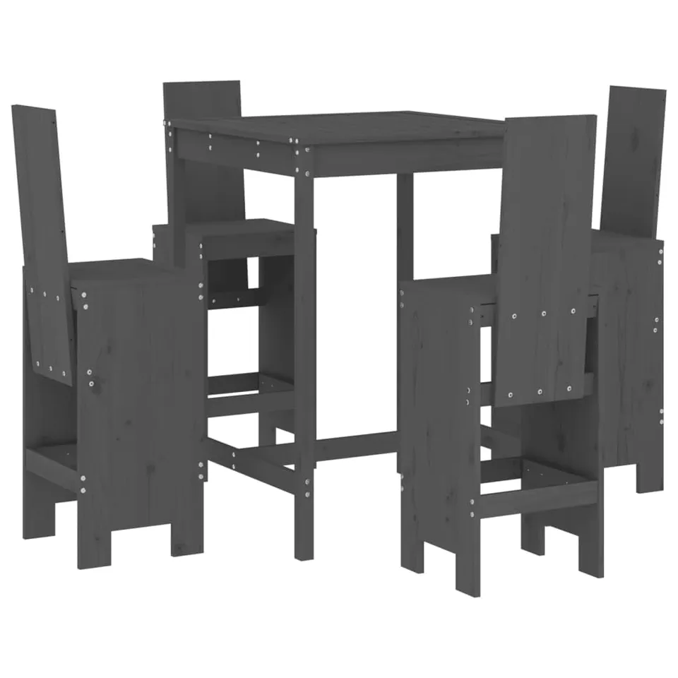 vidaXL Heim & Garten 5-tlg. Gartenbar-Set Holz Graue Kiefer