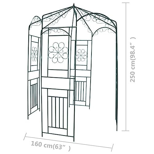 vidaXL Rosenpavillon 250 cm Schmiedeeisen dunkelgrün Rankhilfe