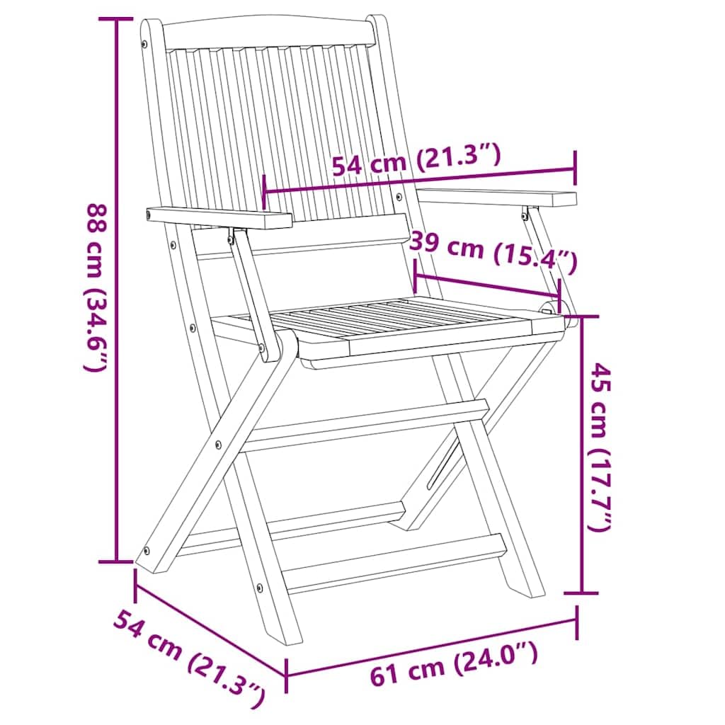 vidaXL Gartenstuhl Akazie klappbar Hochlehner 4er Set