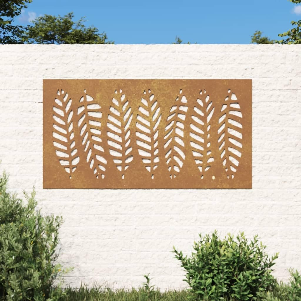 vidaXL Heim & Garten Wanddeko 105x55 cm Cortenstahl Blatt Rost