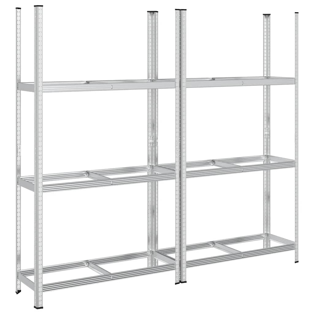 vidaXL Reifenregal 3 Böden 110x40x200 Silber 2 Stk Stahl
