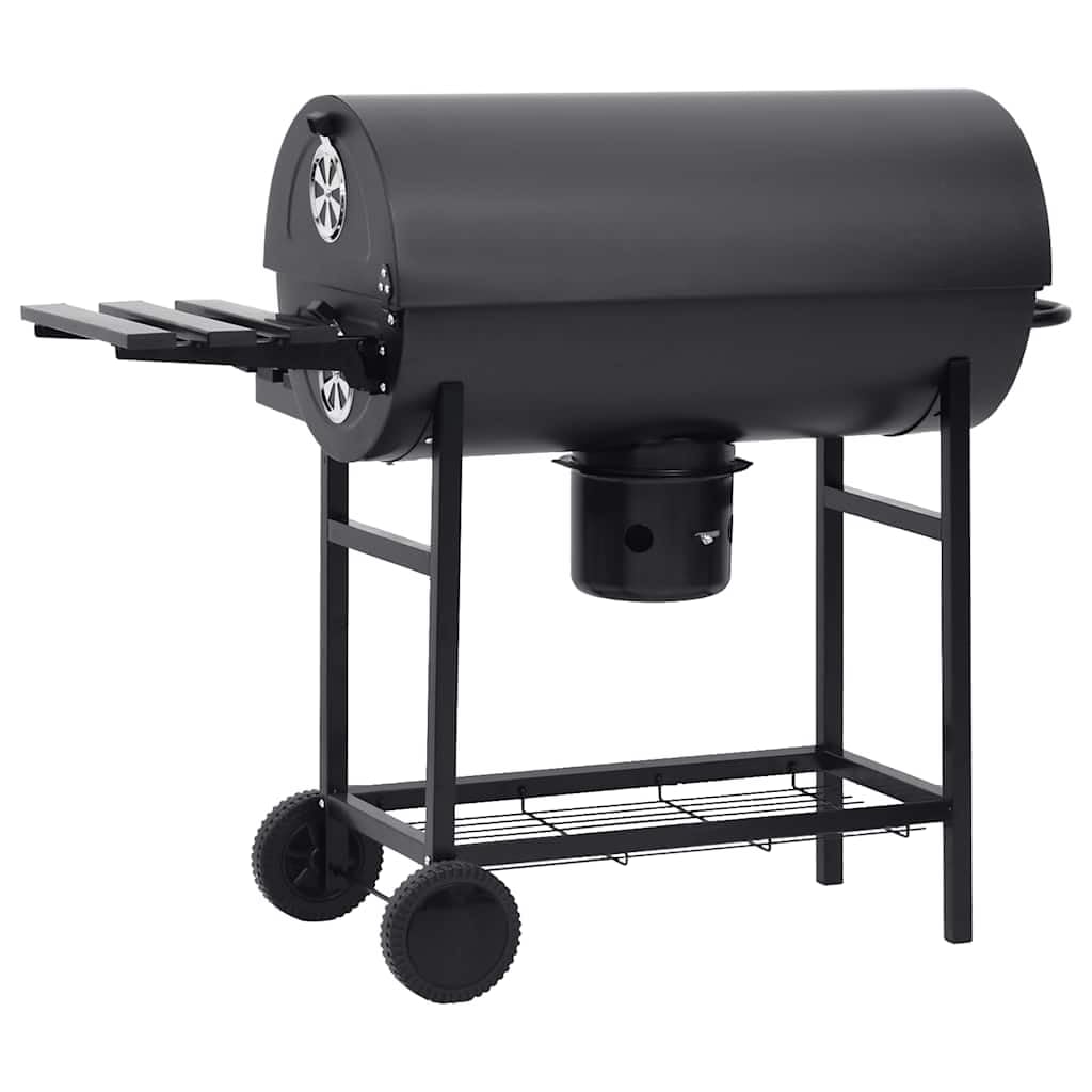 vidaXL Grillwagen Holzkohlegrill Schwarz Stahl mit Rädern