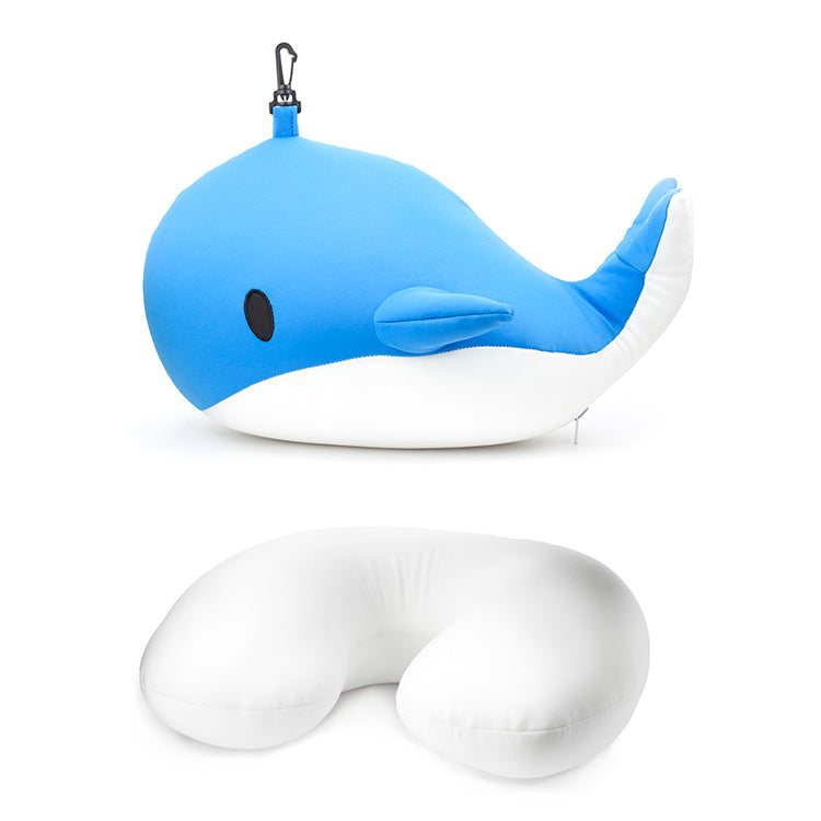 Kikkerland Whale Zip & Flip Travel Pillow Reisekissen Wal