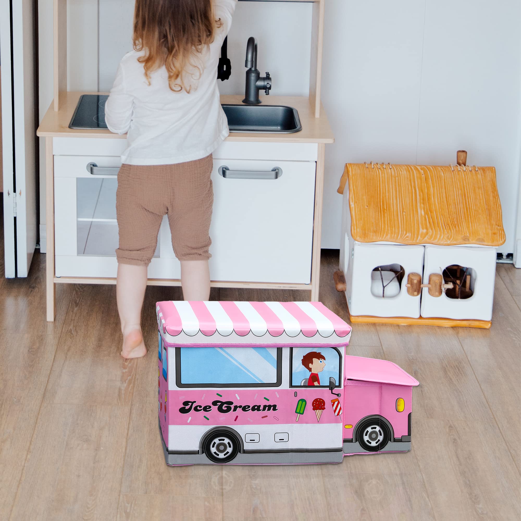 Intirilife Sitzhocker Sitzbank Eiswagen 55x31x26cm Kunstleder