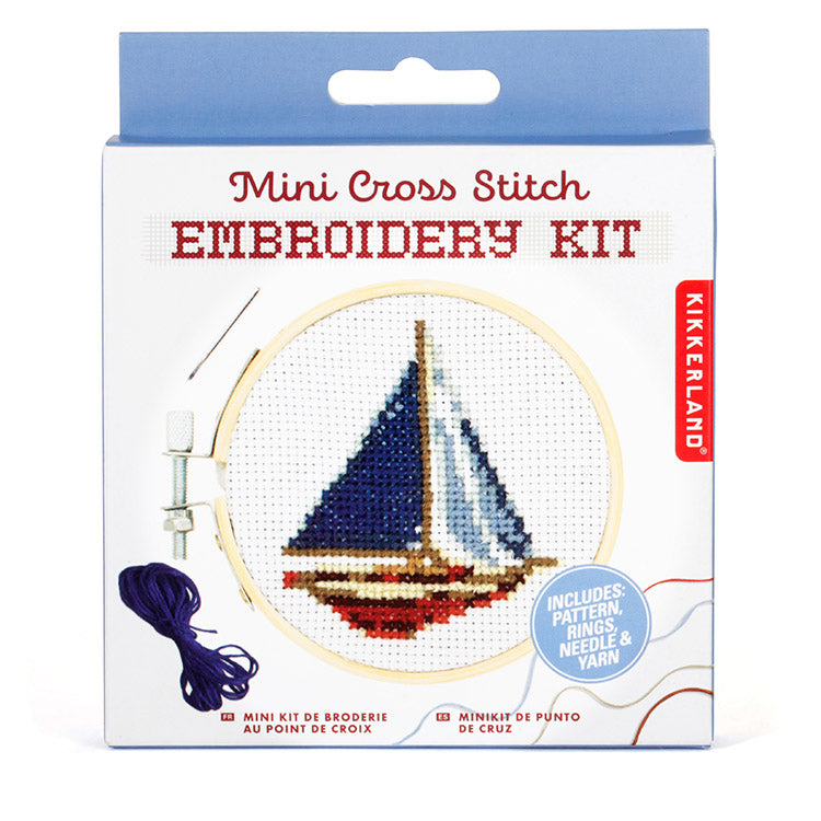 Kikkerland Crafters Sailboat Mini Cross Stitch Stickset