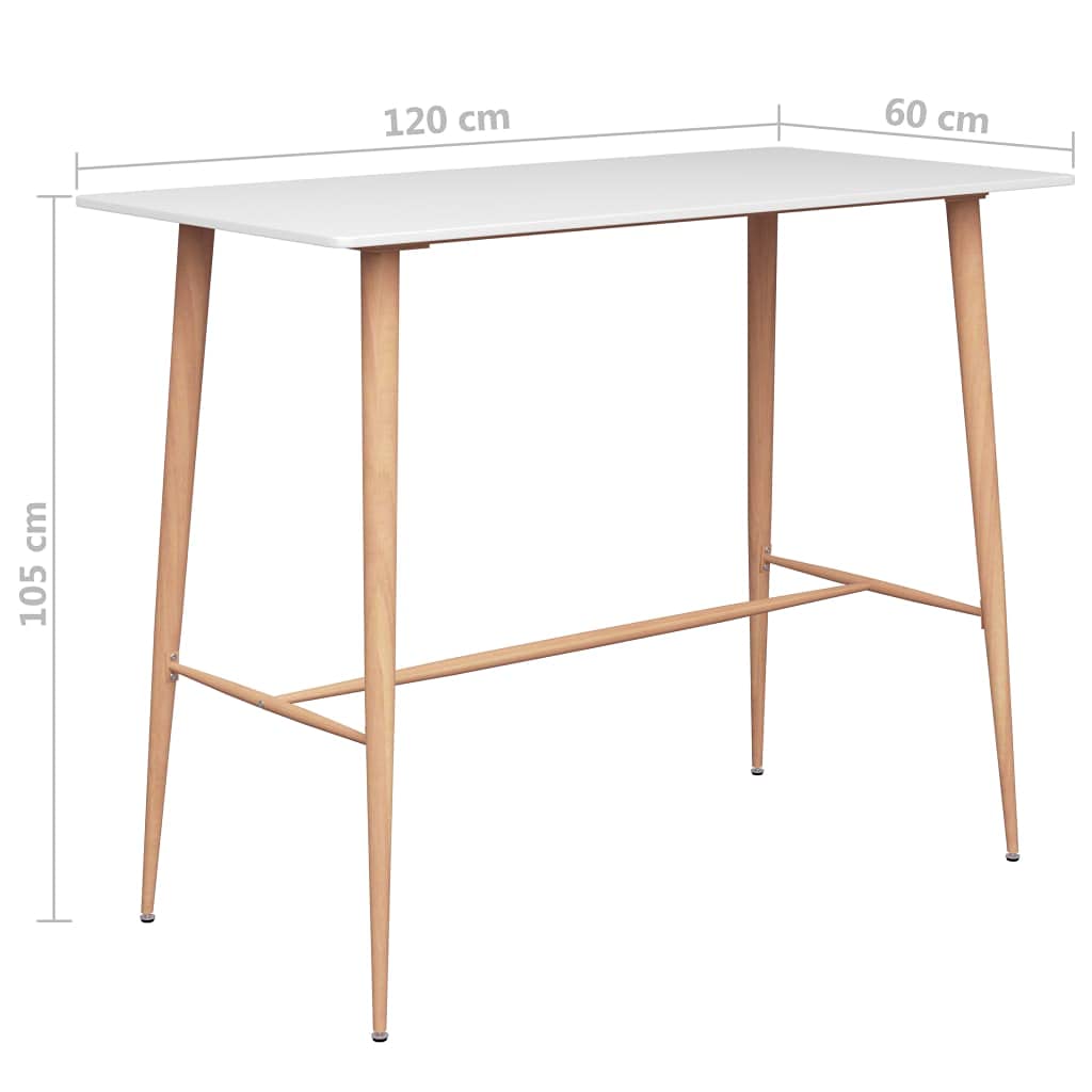 vidaXL Bartisch Bartresen Stehtisch Weiß 120x60x105cm MDF