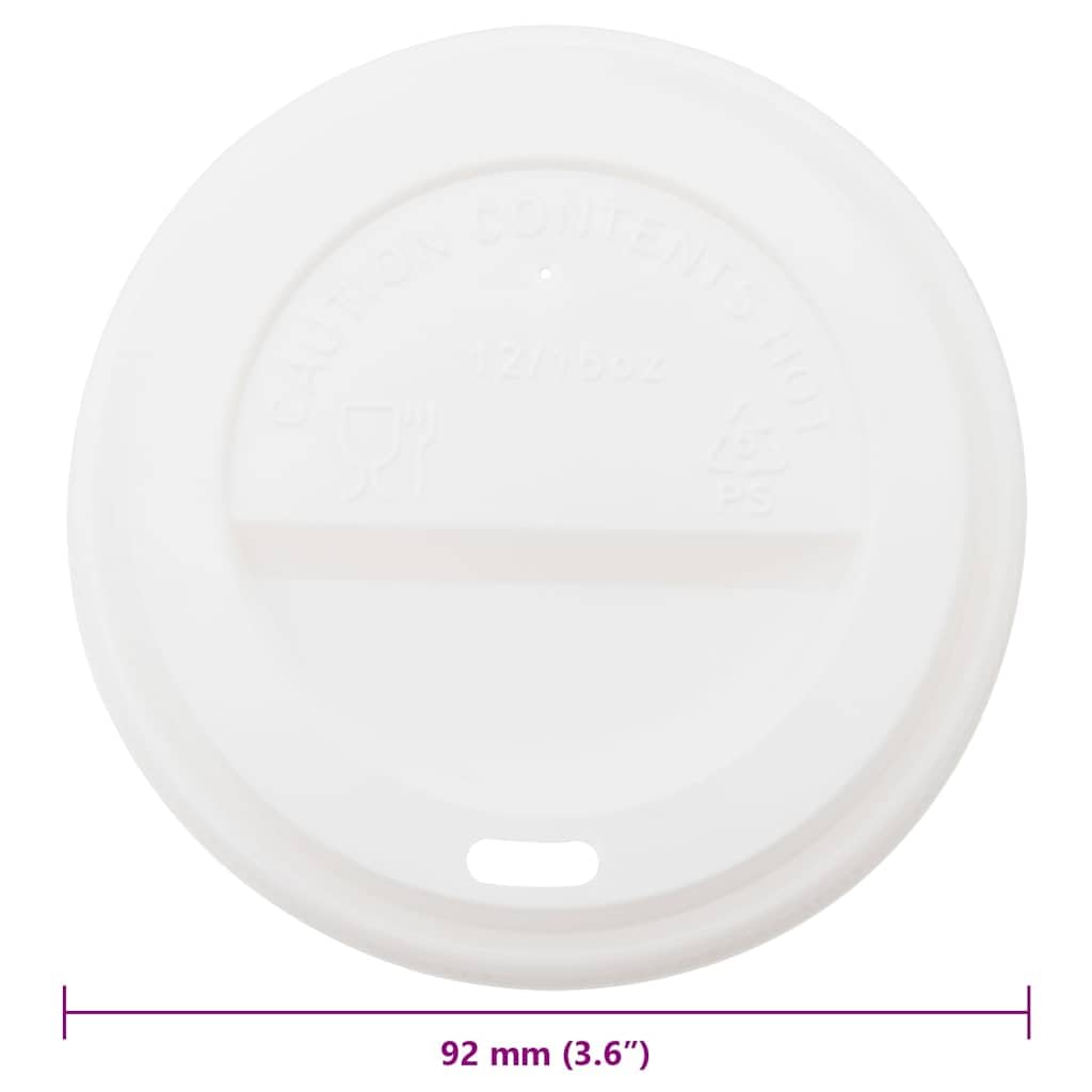vidaXL Deckel für Pappbecher Ø90mm Weiß 1000 Stück 12oz 16oz