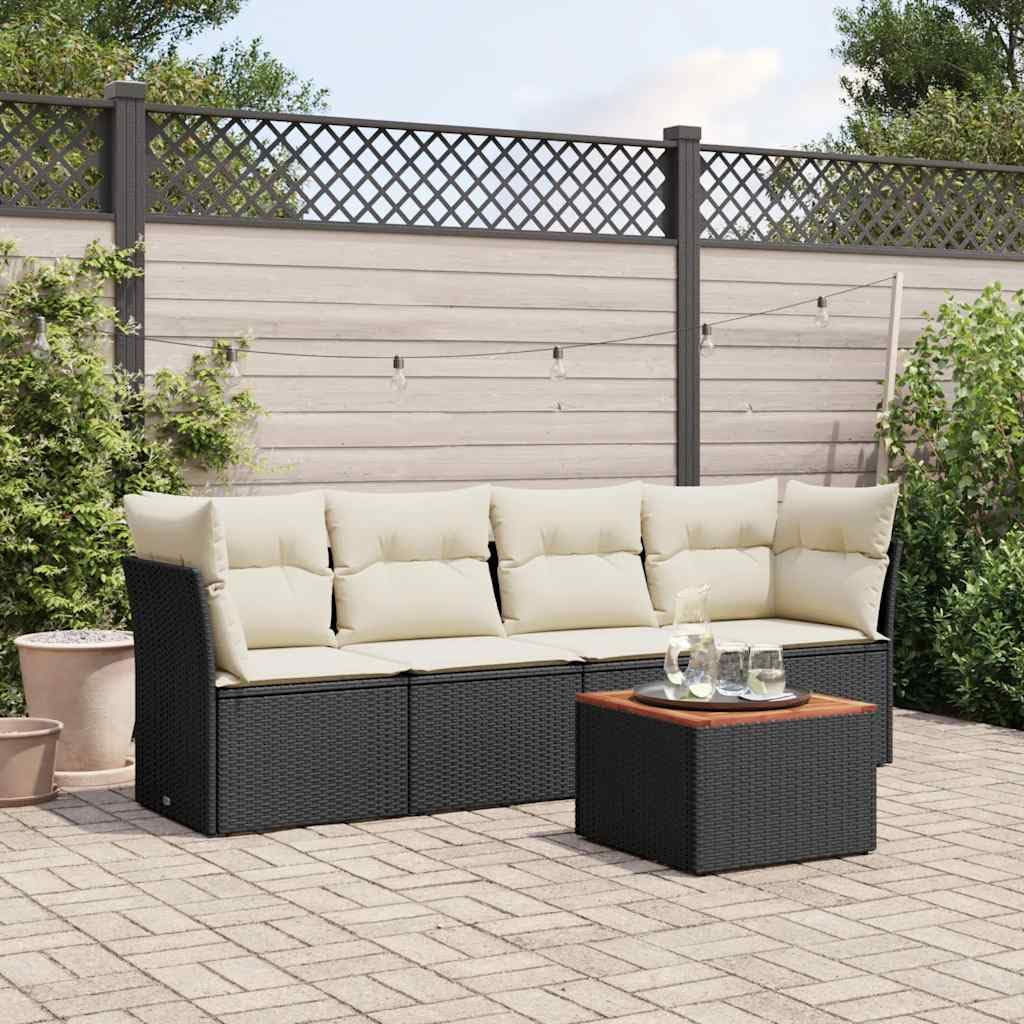 vidaXL Heim & Garten 5-TLG Garten-Sofagarnitur Schwarz Creme