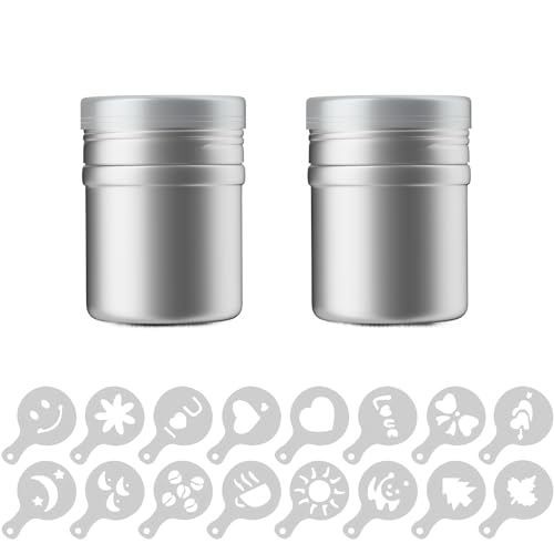 Intirilife Puderstreuer Set 18-teilig Edelstahl mit Schablonen