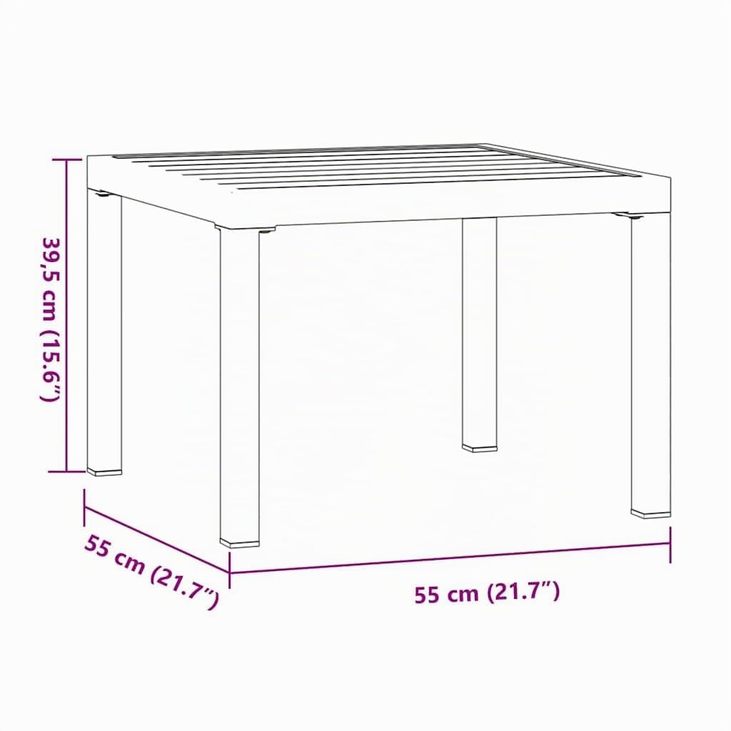 vidaXL Garten-Couchtisch 55x55x39,5 cm Stahl Schwarz-Braun