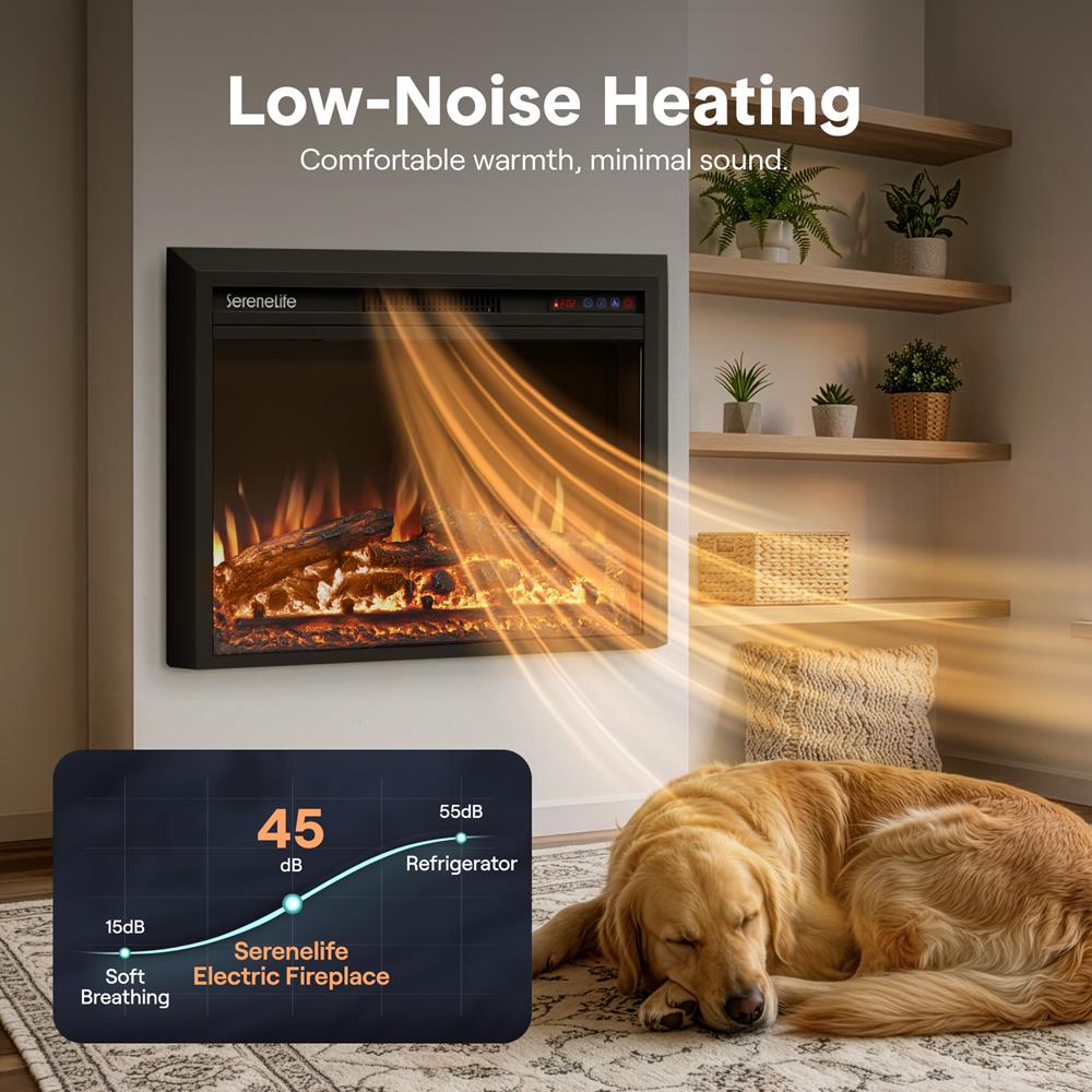 Serenelife Heater Elektrokamin Wand schwarz 1500W WiFi