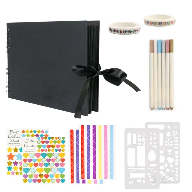 Intirilife Fotoalbum Selbst Gestalten Schwarz 80 Seiten DIY
