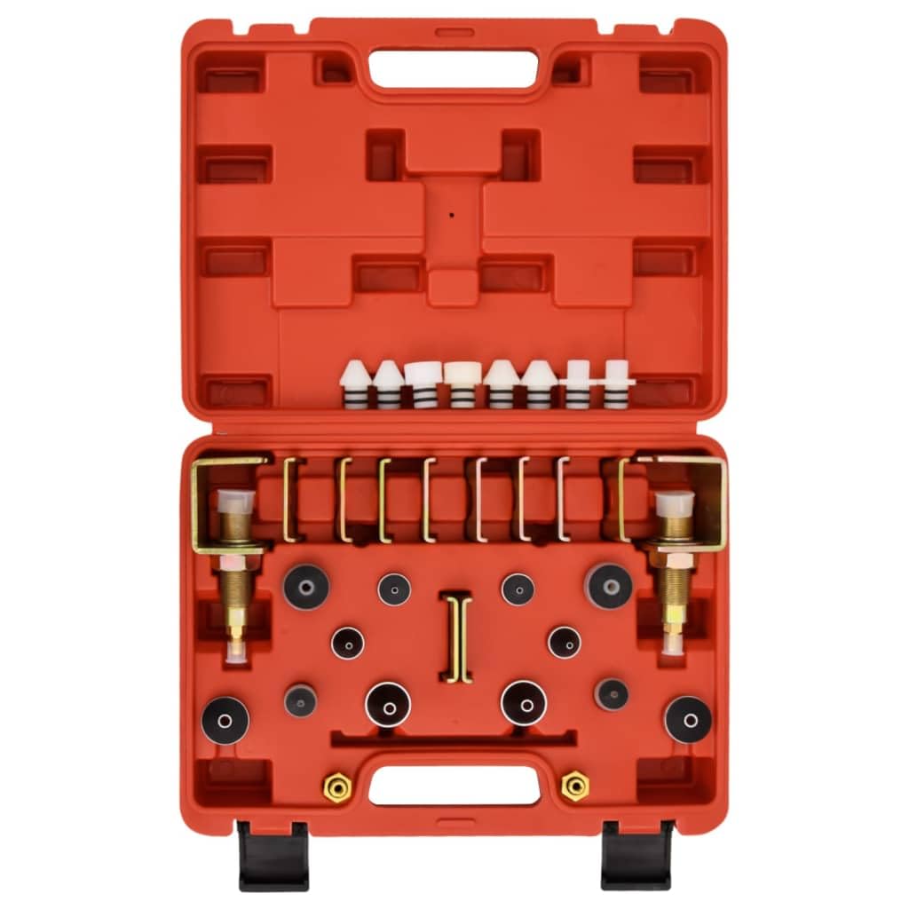 vidaXL Kühlsystemtester Set Auto Klimaanlage Lecksuche Rot