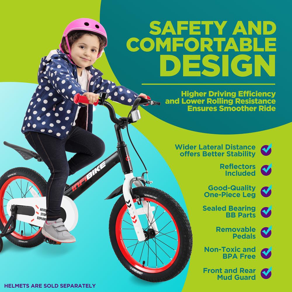 Serenelife Bicycle 16" Kinderfahrrad 16 Zoll mit Stützrädern