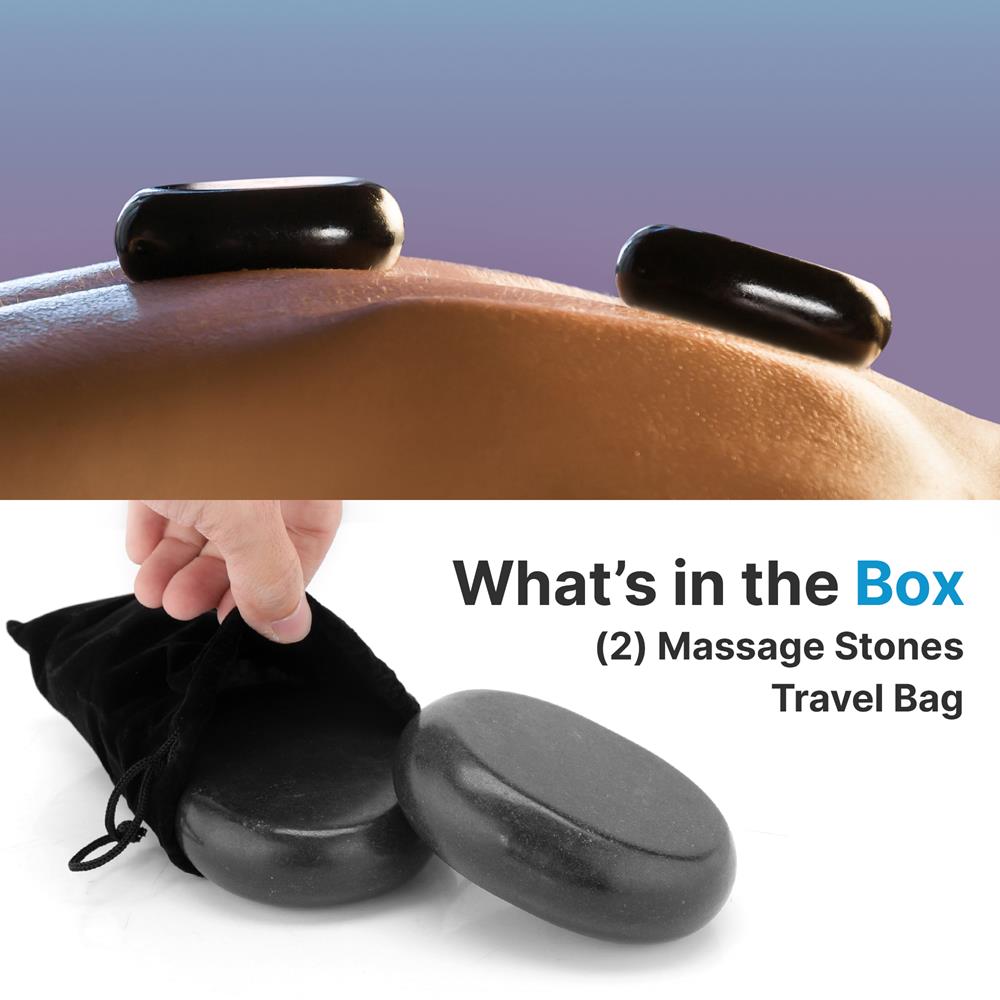 Serenelife Massagesteine Basalt 2er-Set mit Tasche Wärmespeicher