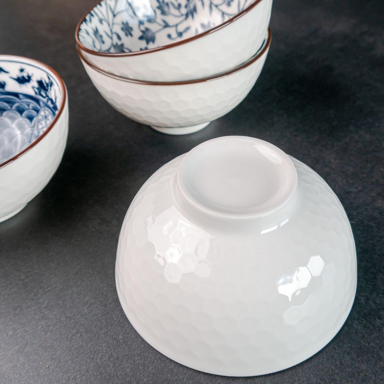 Intirilife Japan Schalen Set Porzellan Blau Weiß 4-teilig